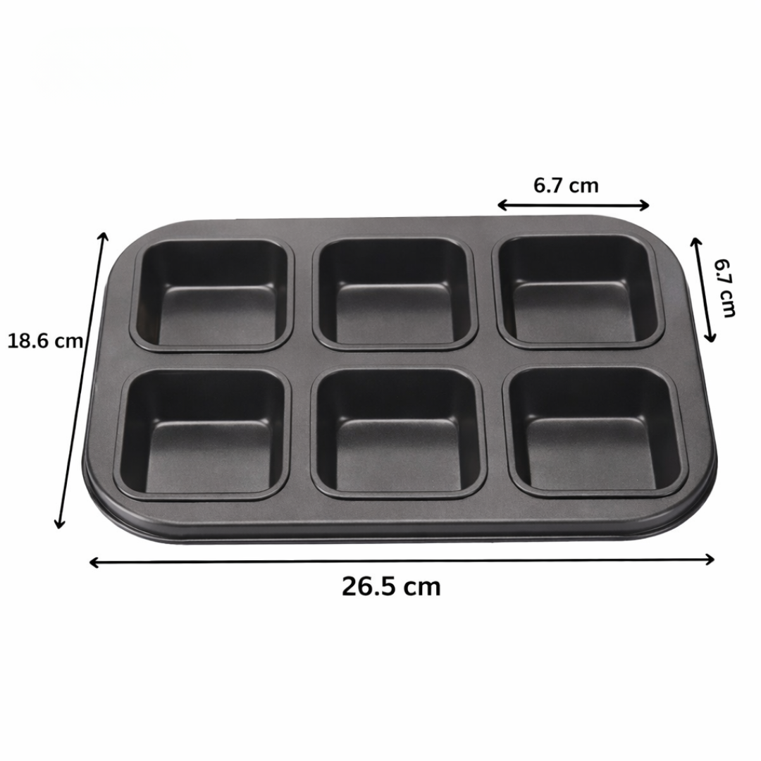 6 Cavity Brownie Muffin Square Mould Tray