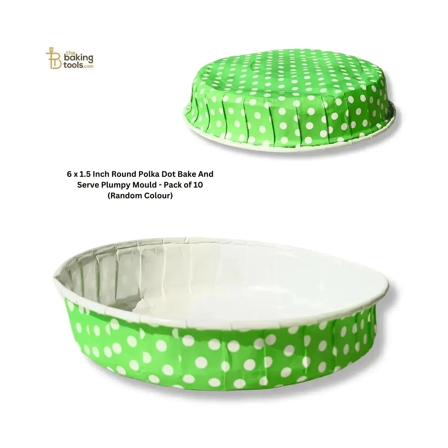 6 x 1.5 Inch Round Polka Dot Bake And Serve Plumpy Mould - Pack of 10 (Random Colour) - thebakingtools.com