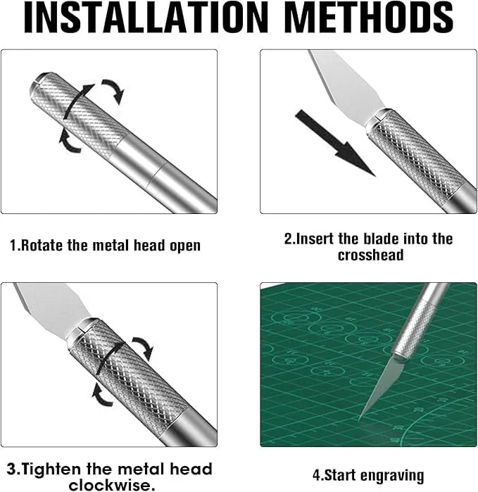 Silver Detail Xacto Knife Sharp Cutter Tool with 5 Blades for Fondant & Craft Work