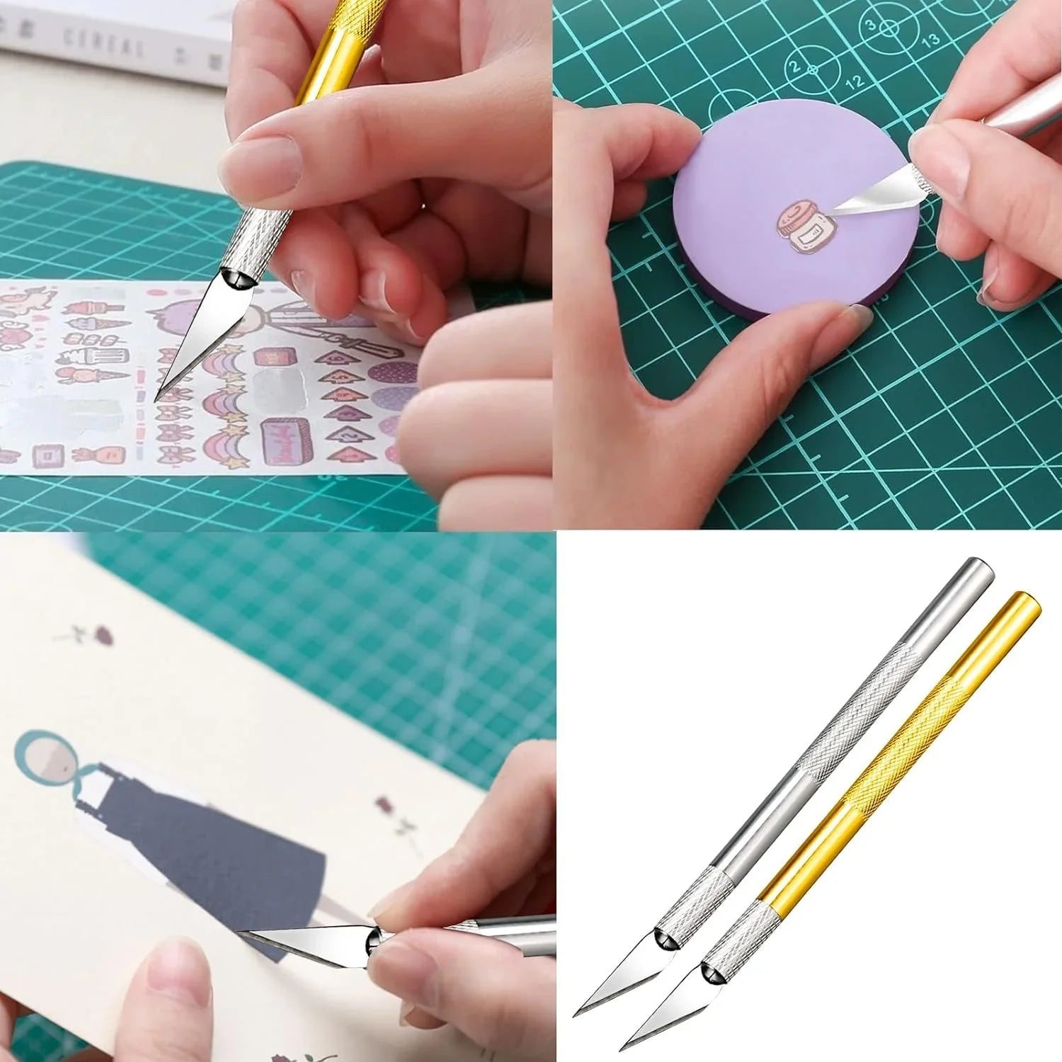 Silver Detail Xacto Knife Sharp Cutter Tool with 5 Blades for Fondant & Craft Work