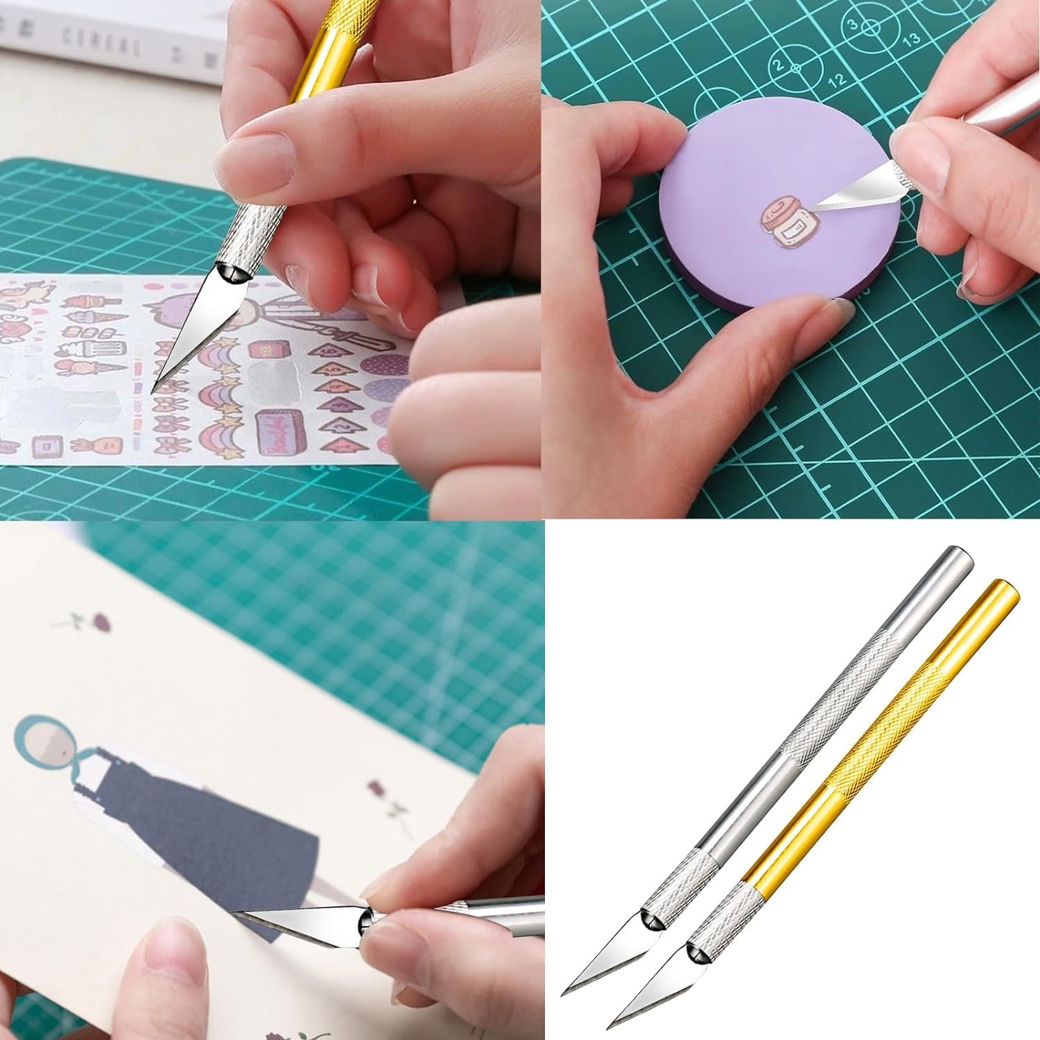Silver Detail Xacto Knife Sharp Cutter Tool with 5 Blades for Fondant & Craft Work