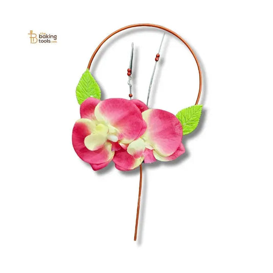 Handmade Circle Shape Floral Cake Topper – Red - thebakingtools.com