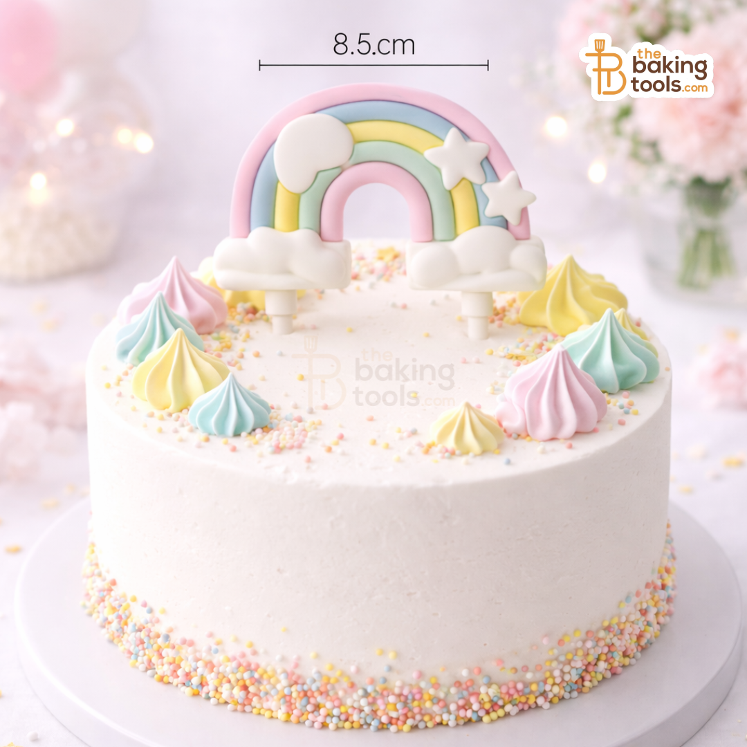 PVC Pastel Rainbow Cake Topper With Sticks, 05
