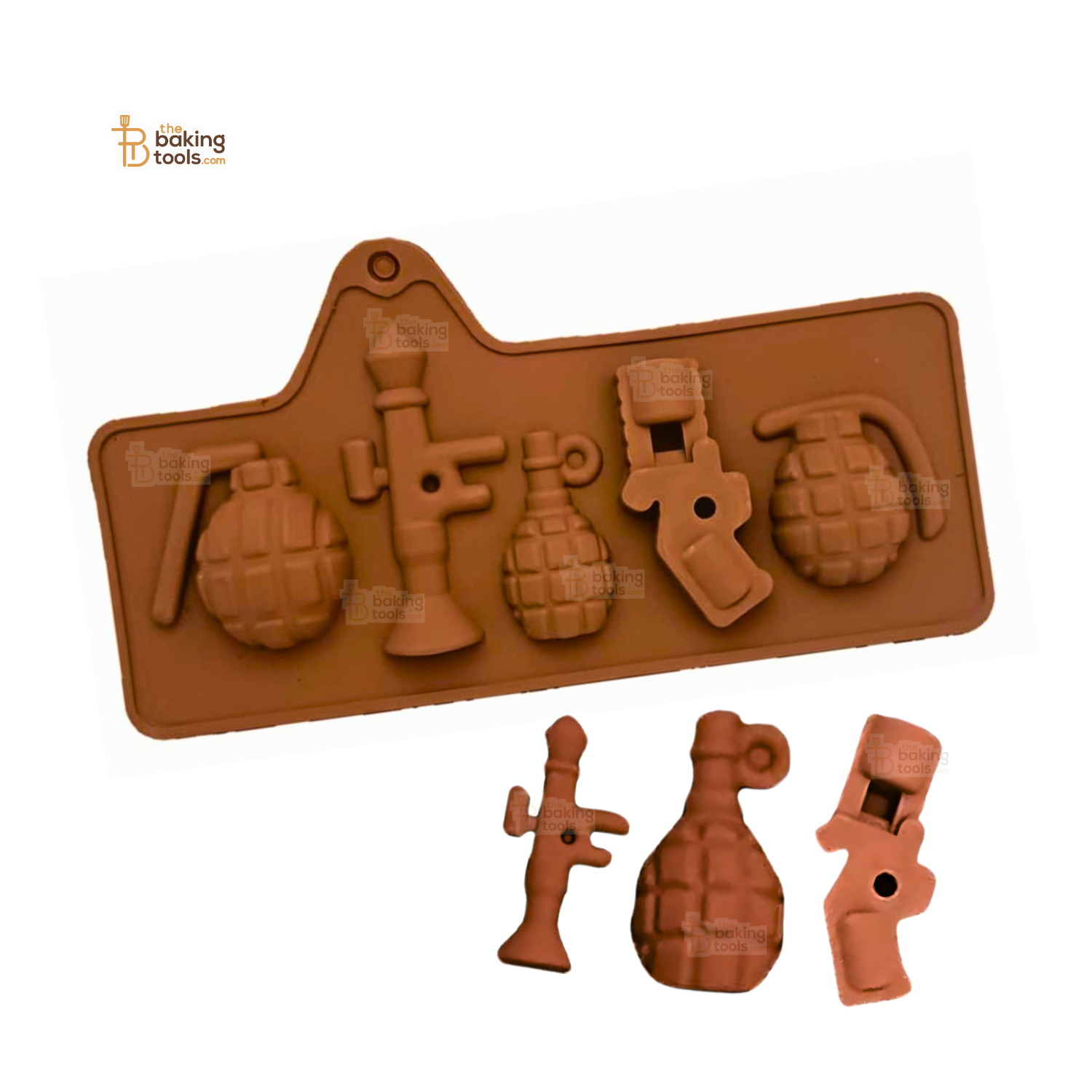 8 Cavity Diwali Gun and Bomb Shape Diwali Firecracker Silicone Chocolate Mould _ the baking tools