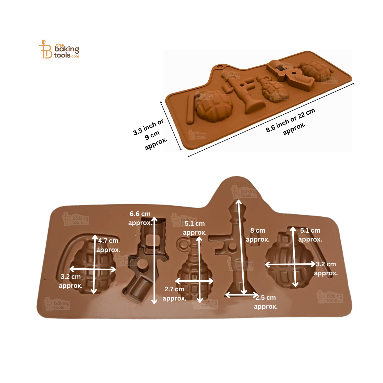 8 Cavity Diwali Gun and Bomb Shape Diwali Firecracker Silicone Chocolate Mould _ the baking tools