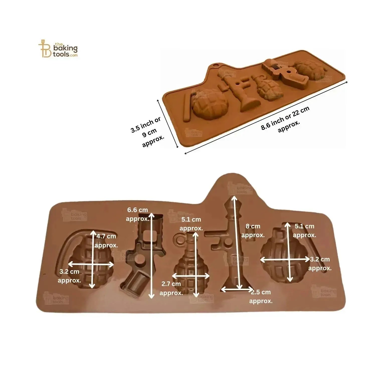 4 Cavity Diwali Gun and Bomb Shape Diwali Firecracker Silicone Chocolate Mould - thebakingtools.com