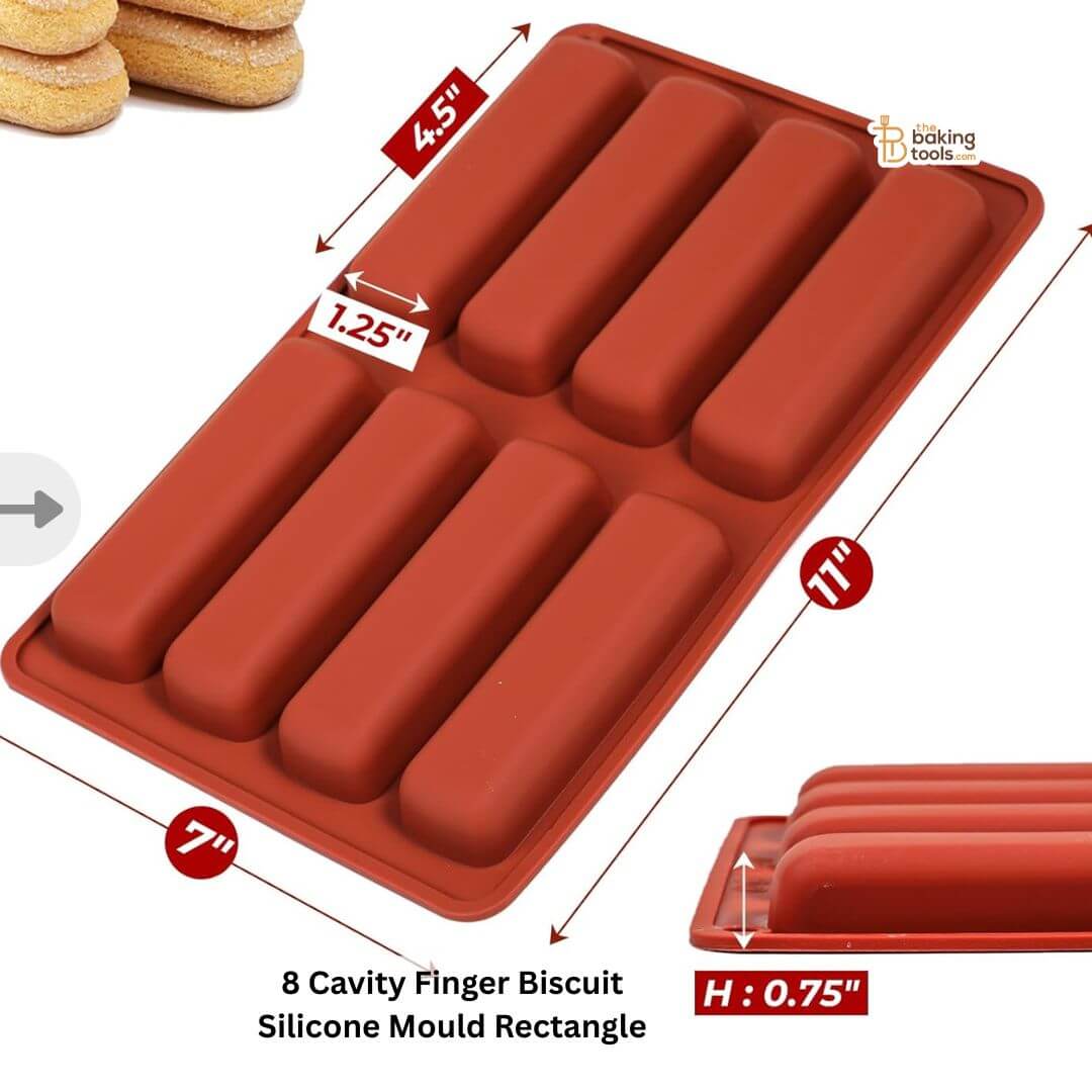 8 Cavity Ladyfinger Biscuit Silicone Mould Rectangle