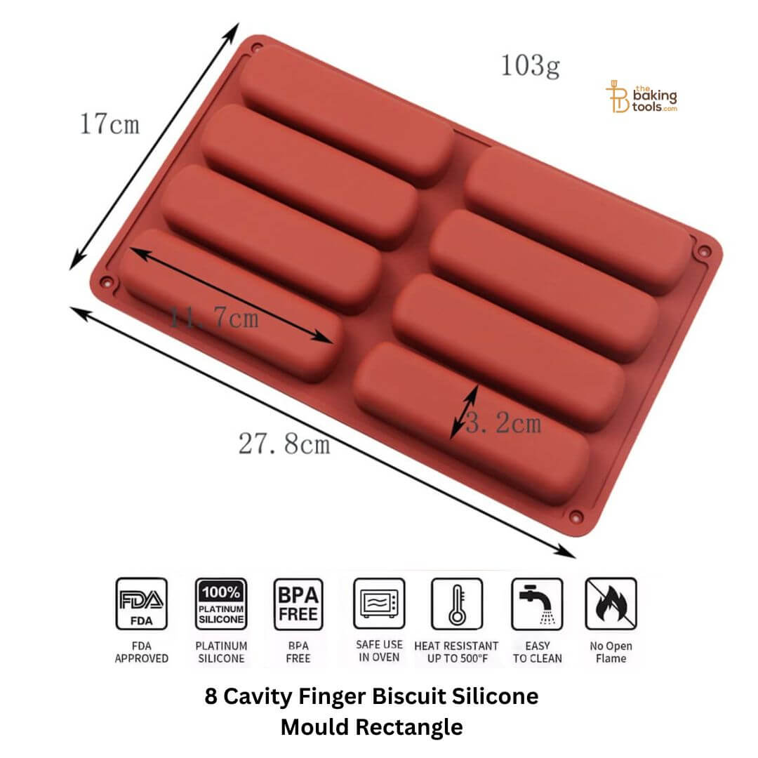 8 Cavity Ladyfinger Biscuit Silicone Mould Rectangle