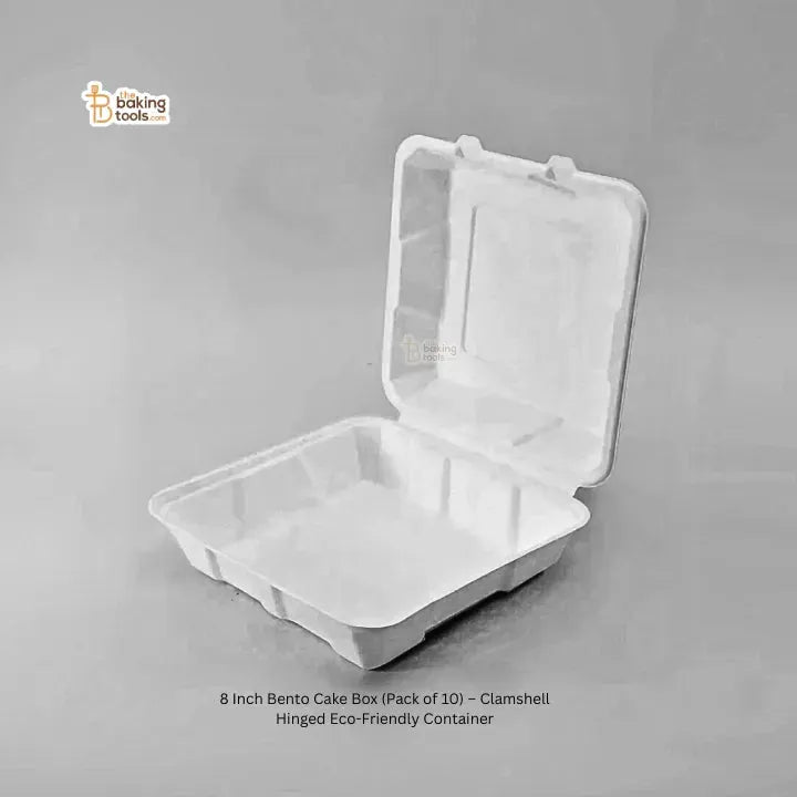8 Inch Bento Cake Box (Pack of 10) – Clamshell Hinged Eco-Friendly Container