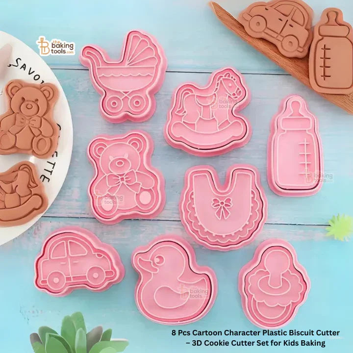 8 Pcs Baby Shower Theme Plunger Cutter – Fondant, Cookie & Biscuit Cutter Set