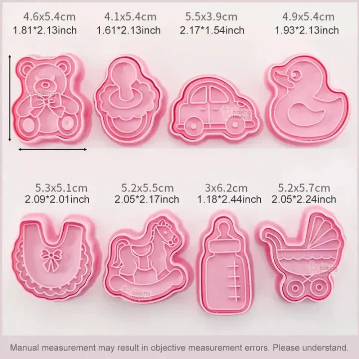 8 Pcs Baby Shower Theme Plunger Cutter – Fondant, Cookie & Biscuit Cutter Set