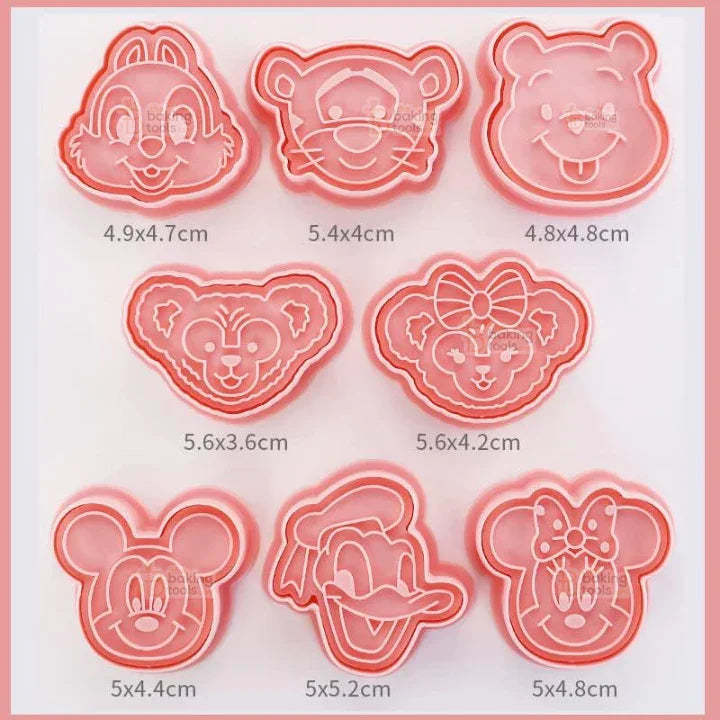 8 Pcs Cartoon Character Plastic Biscuit Cutter – 3D Cookie Cutter Set for Kids Baking
