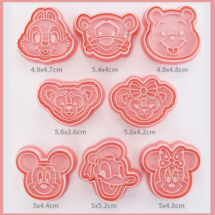 8 Pcs Cartoon Character Plastic Biscuit Cutter – 3D Cookie Cutter Set for Kids Baking