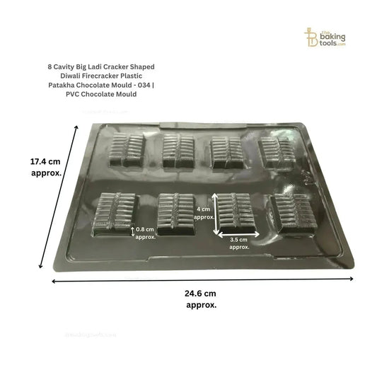 8 Cavity Big Ladi Cracker Shaped Diwali Firecracker Plastic Patakha Chocolate Mould - 034 | PVC Chocolate Mould - thebakingtools.com