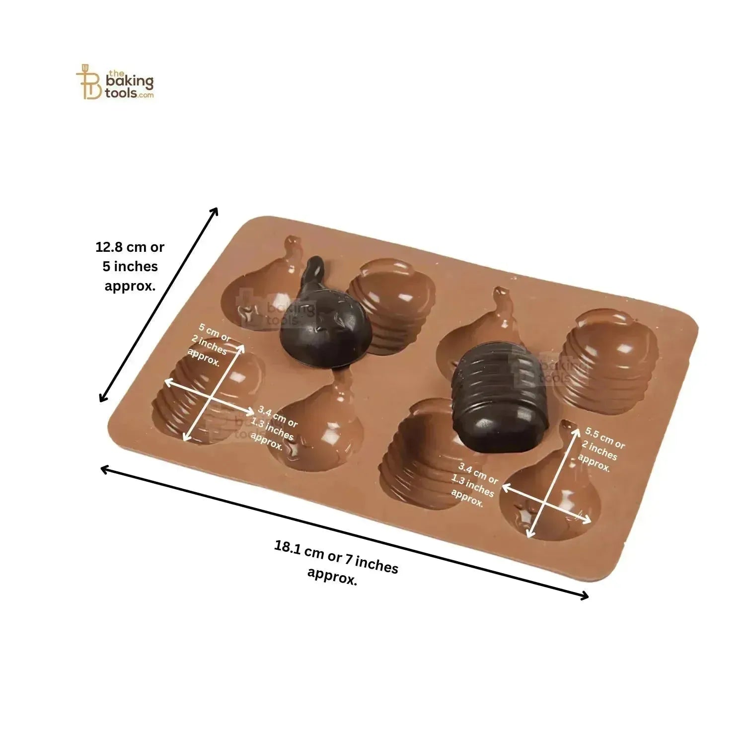 8 Cavity Diwali Sutli Bomb Shape Diwali Firecracker Silicone Chocolate Mould - thebakingtools.com