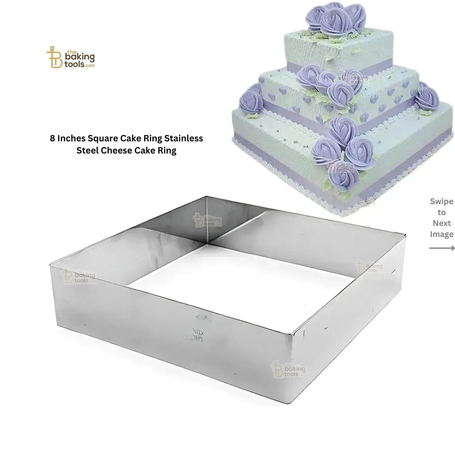 8 Inches Square Cake Ring Stainless Steel Cheese Cake Ring - thebakingtools.com