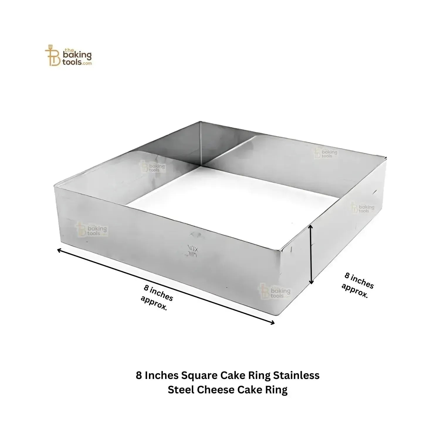 8 Inches Square Cake Ring Stainless Steel Cheese Cake Ring - thebakingtools.com