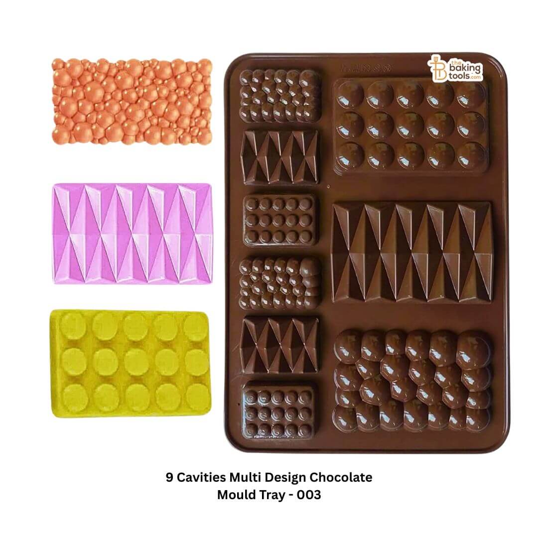 9 Cavities Multi Design Chocolate Mould Tray - 003