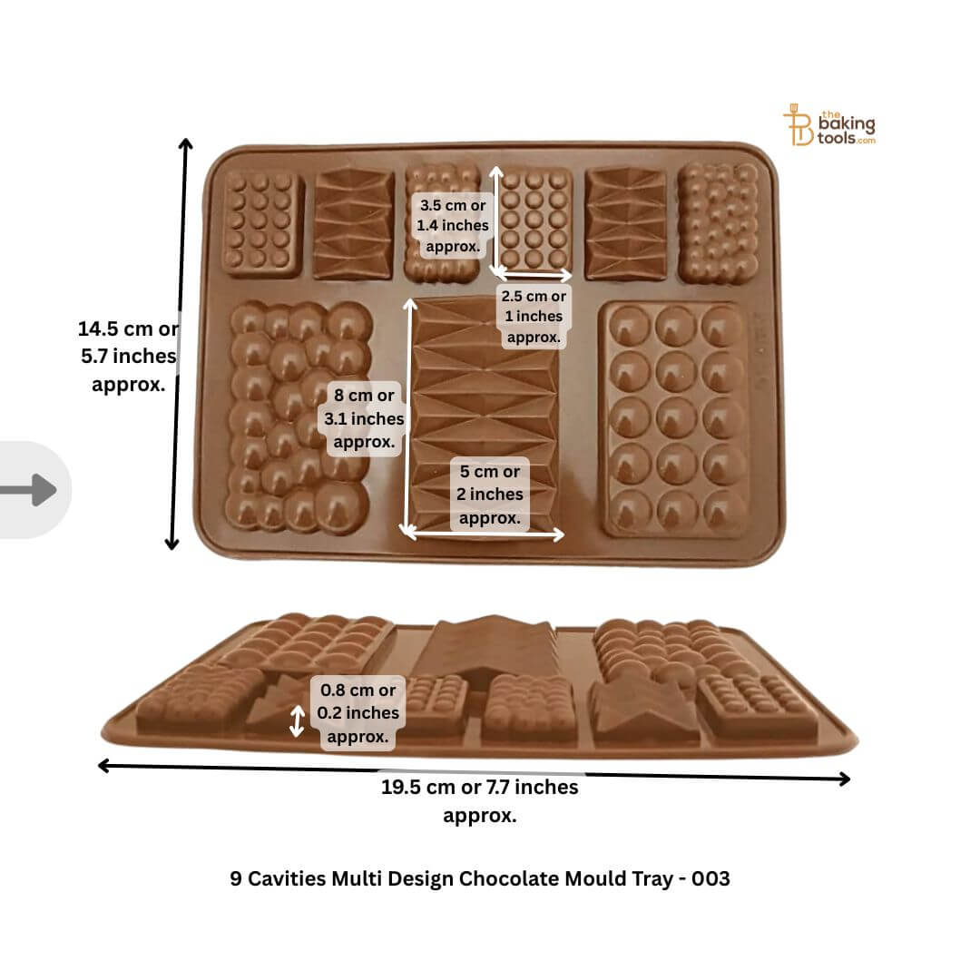 9 Cavities Multi Design Chocolate Mould Tray - 003