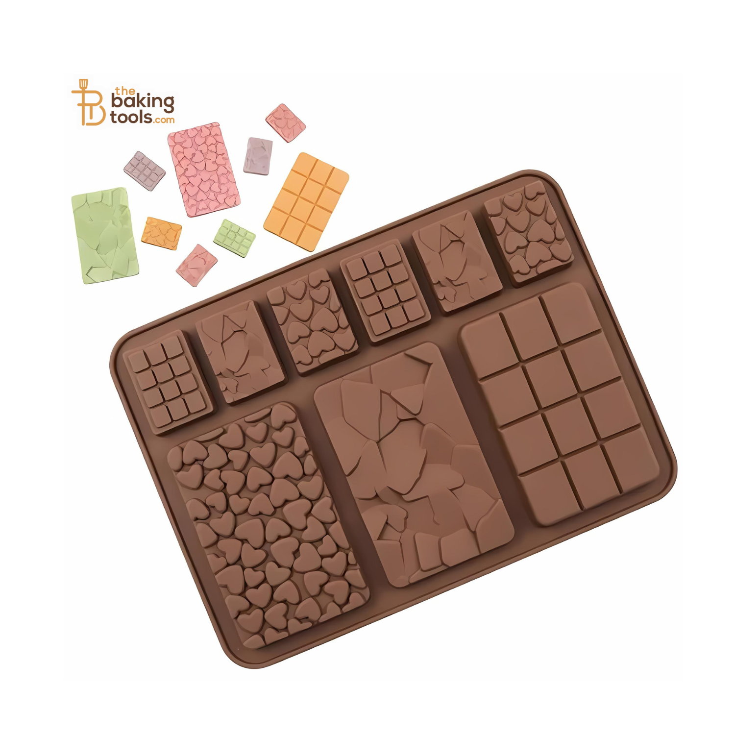 9 Cavities Silicone Multi Chocolate Bar Mould - 002 - thebakingtools.com