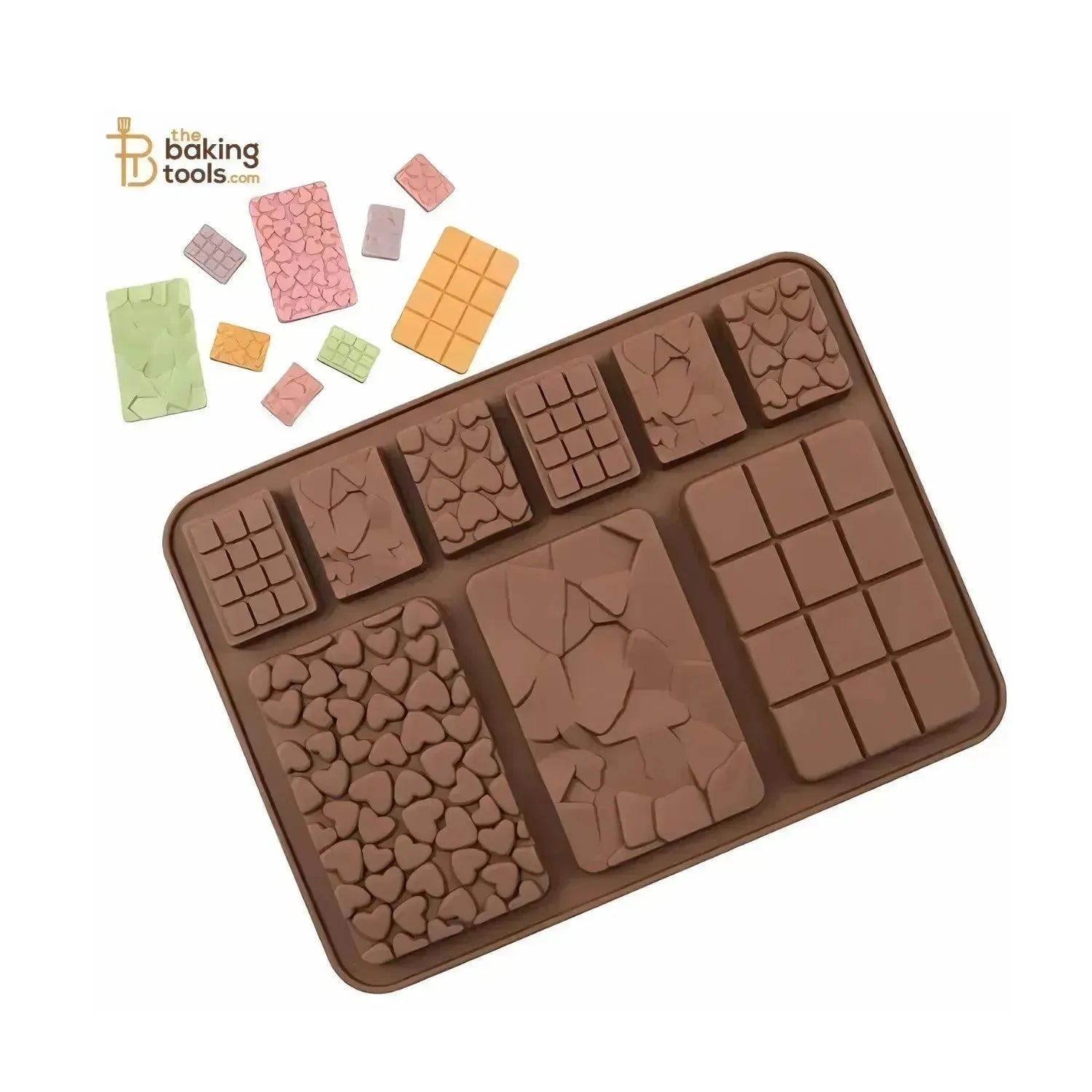 9 Cavity Silicone Multi Chocolate Bar Mould - 002 - thebakingtools.com