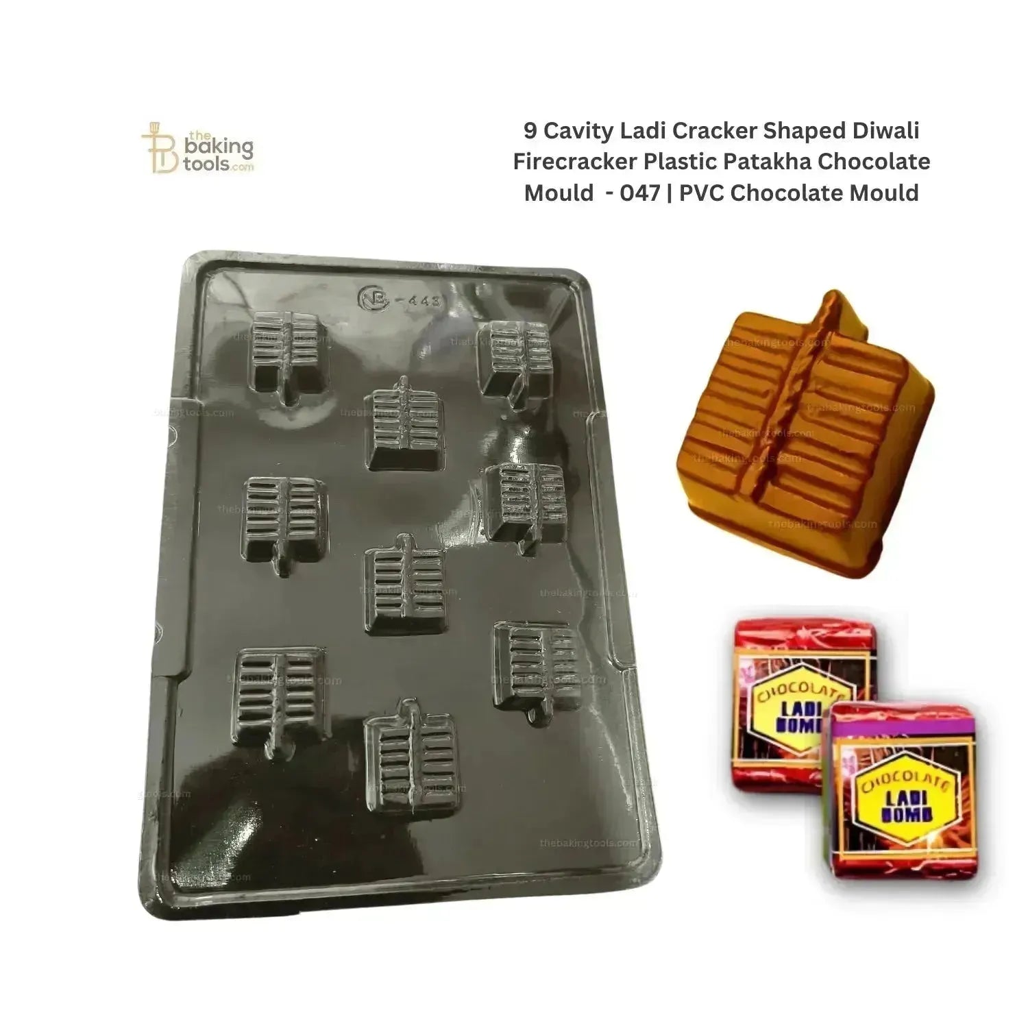 9 Cavity Ladi Cracker Shaped Diwali Firecracker Plastic Patakha Chocolate Mould - 047 | PVC Chocolate Mould - thebakingtools.com