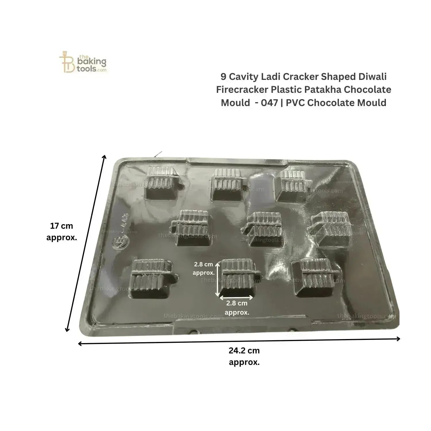 9 Cavity Ladi Cracker Shaped Diwali Firecracker Plastic Patakha Chocolate Mould - 047 | PVC Chocolate Mould - thebakingtools.com