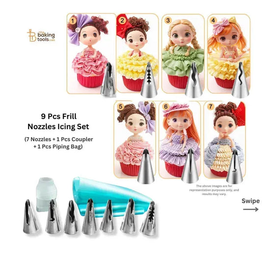 9 Pcs Frill Nozzles Set | Ruffle Nozzle Set | Icing Tips | The Baking Tools - thebakingtools.com