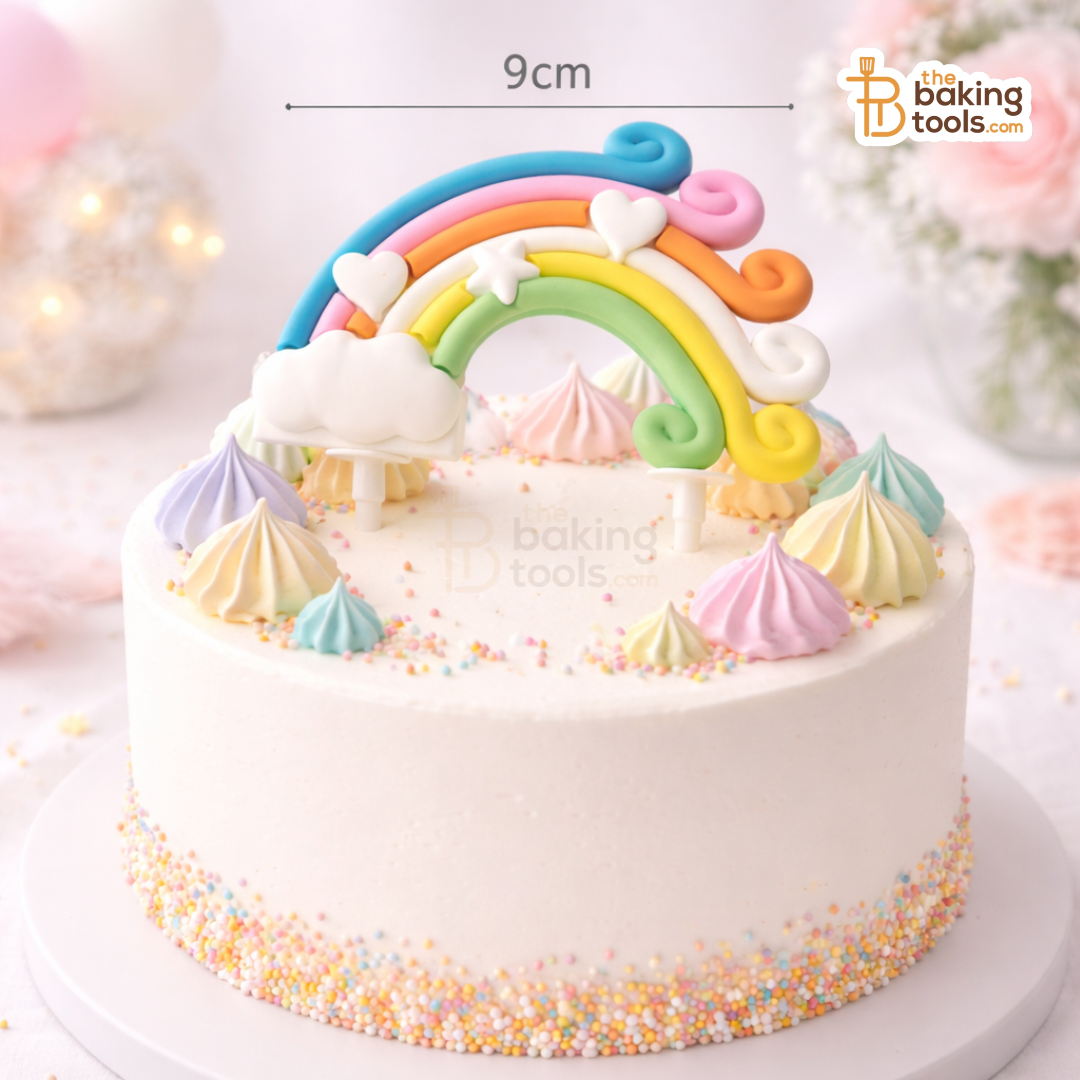 PVC Pastel Rainbow Cake Topper With Sticks, 06