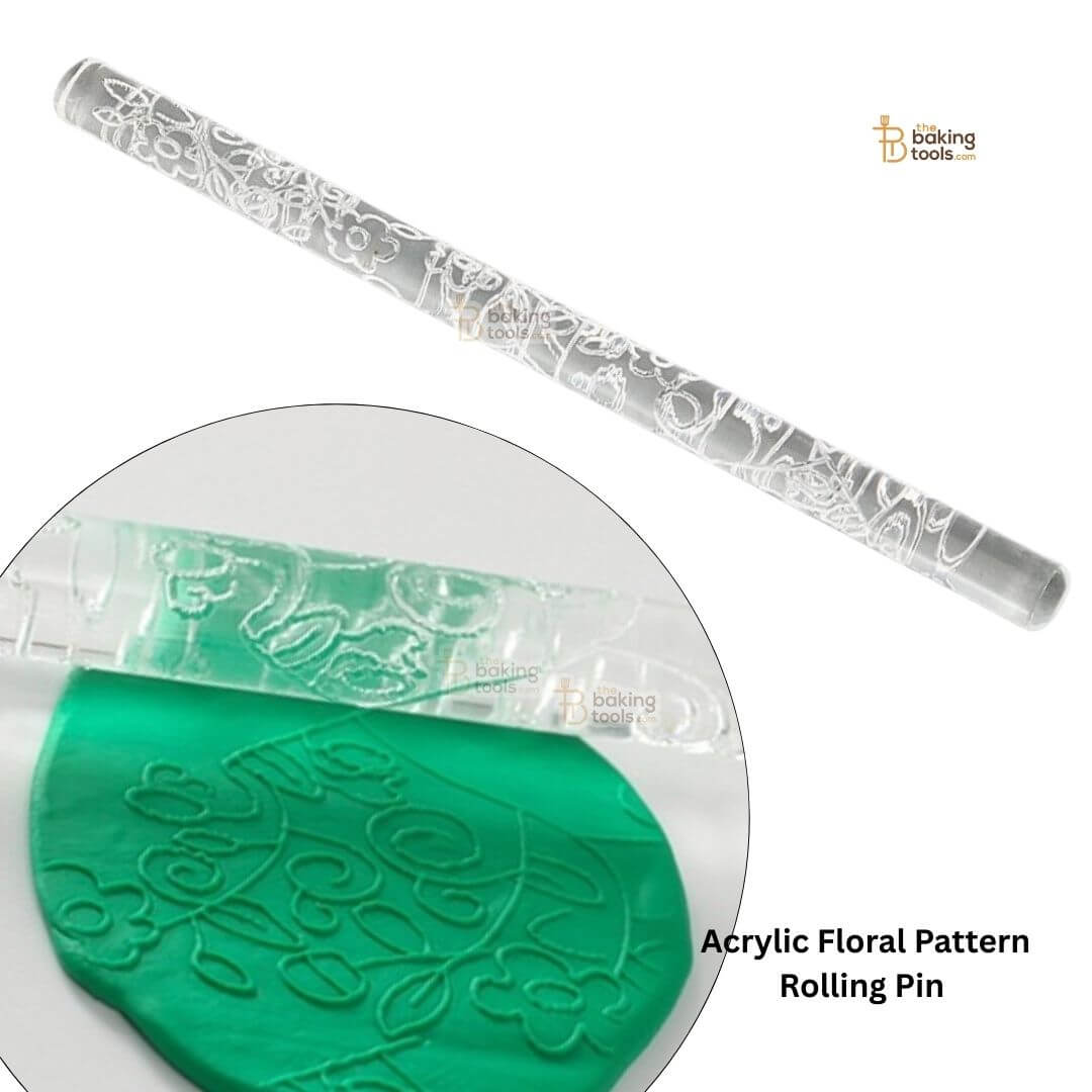 Acrylic Swirl Floral Pattern Fondant Embossing Rolling Pin