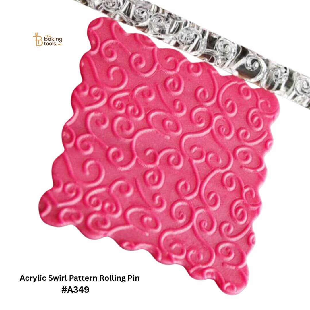 Acrylic Swirl Pattern Rolling Pin for Icing and Fondant Cake Decoration Tool 