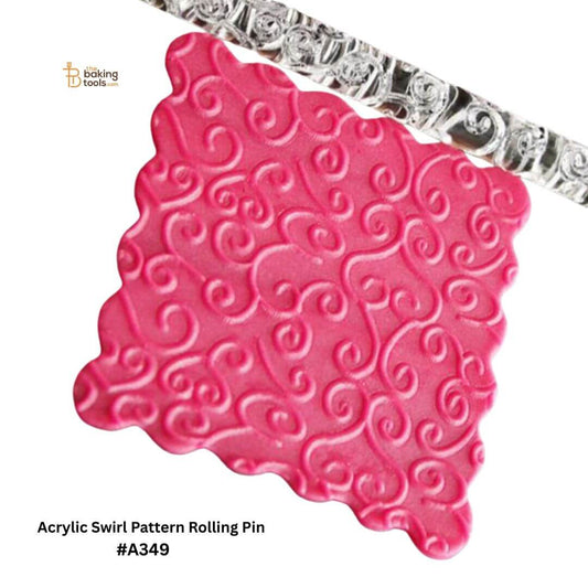 Acrylic Swirl Pattern Rolling Pin for Icing and Fondant Cake Decoration Tool 