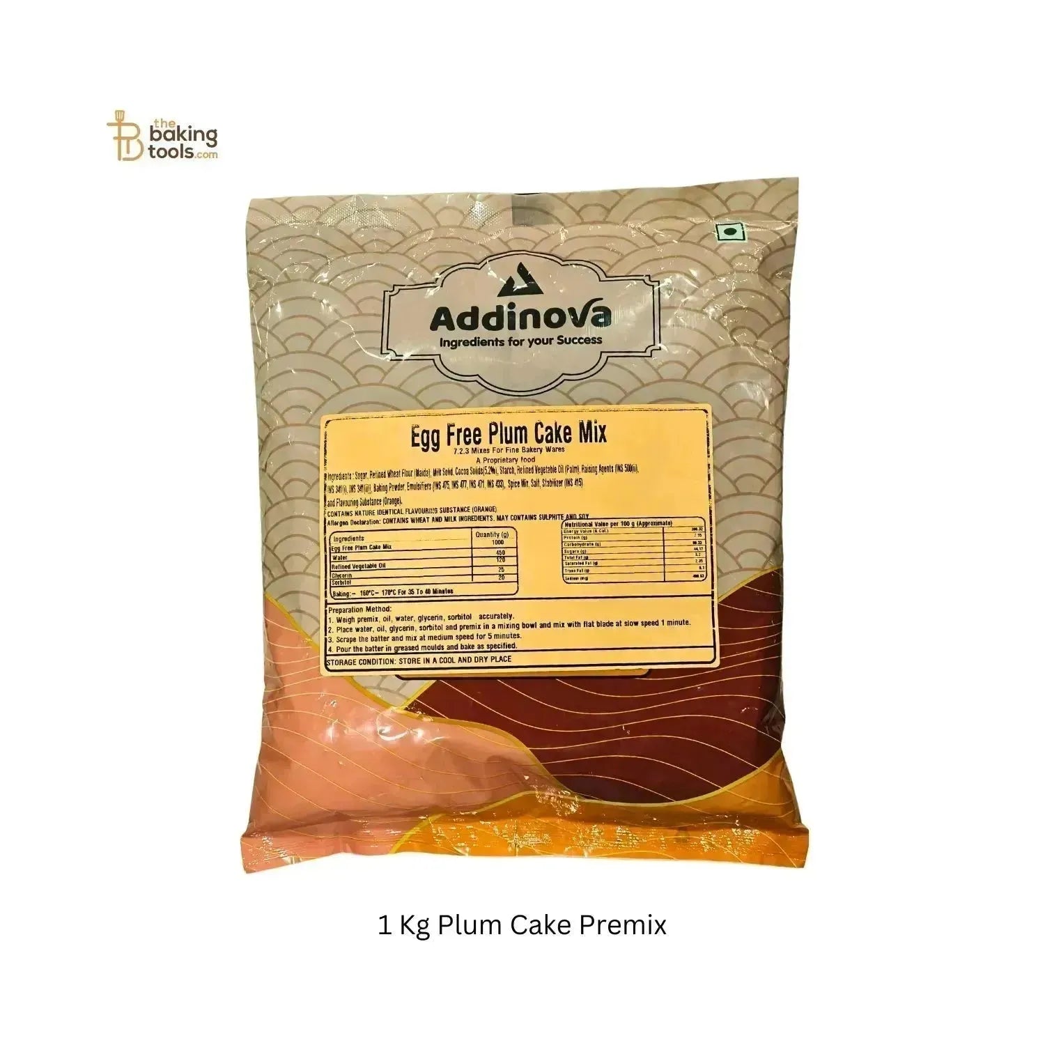Addinova Egg Free Plum Cake Premix - 1 Kg (Eggless) (No COD) - thebakingtools.com