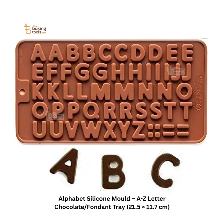 Alphabet silicone mould with letters A-Z on a white background