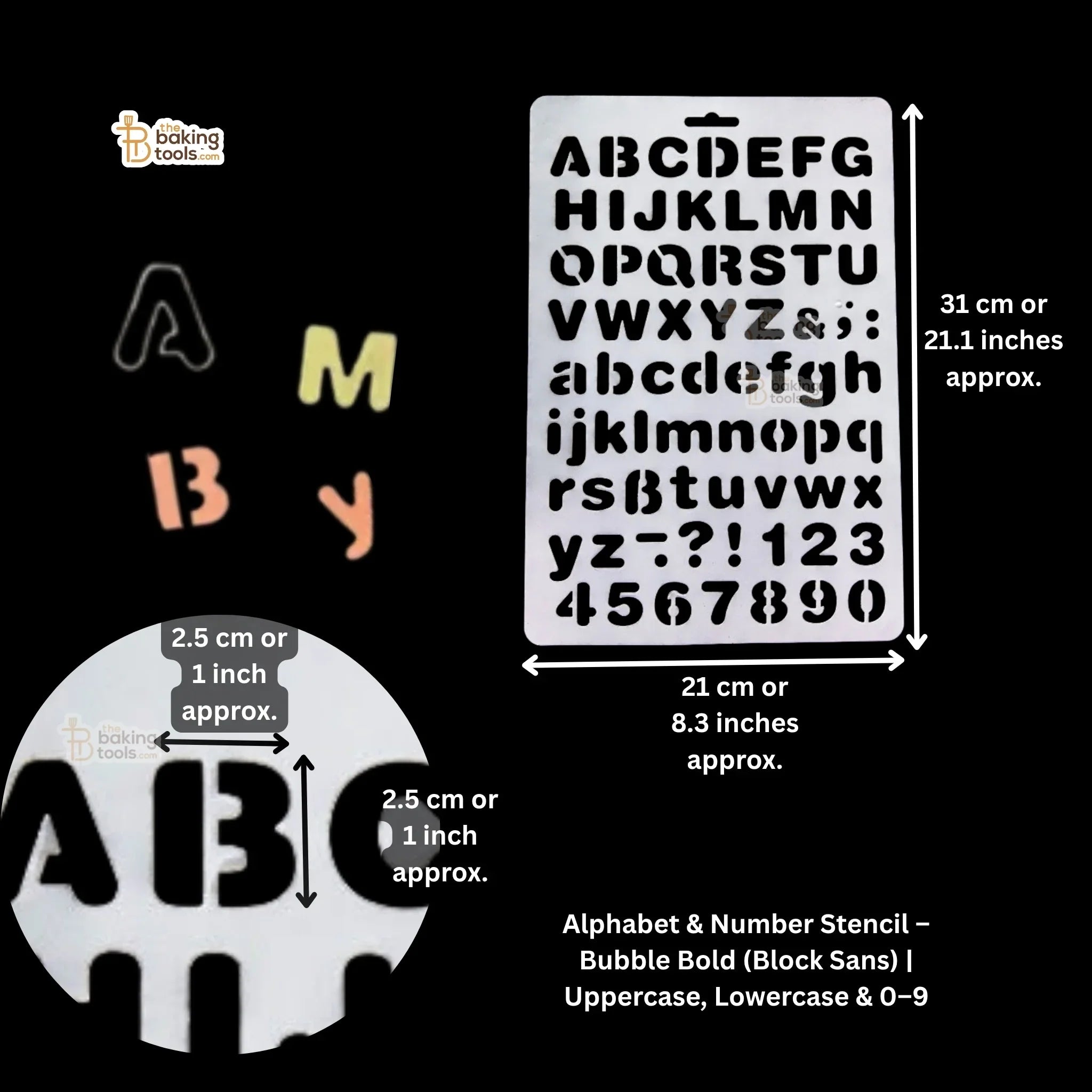 Alphabet & Number Stencil – Bubble Bold (Block Sans) | Uppercase, Lowercase & 0–9