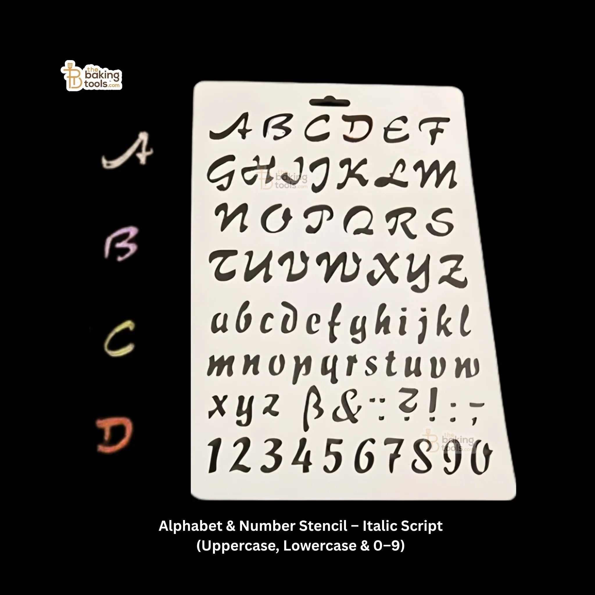 Alphabet & Number Stencil – Italic Script (Uppercase, Lowercase & 0–9)