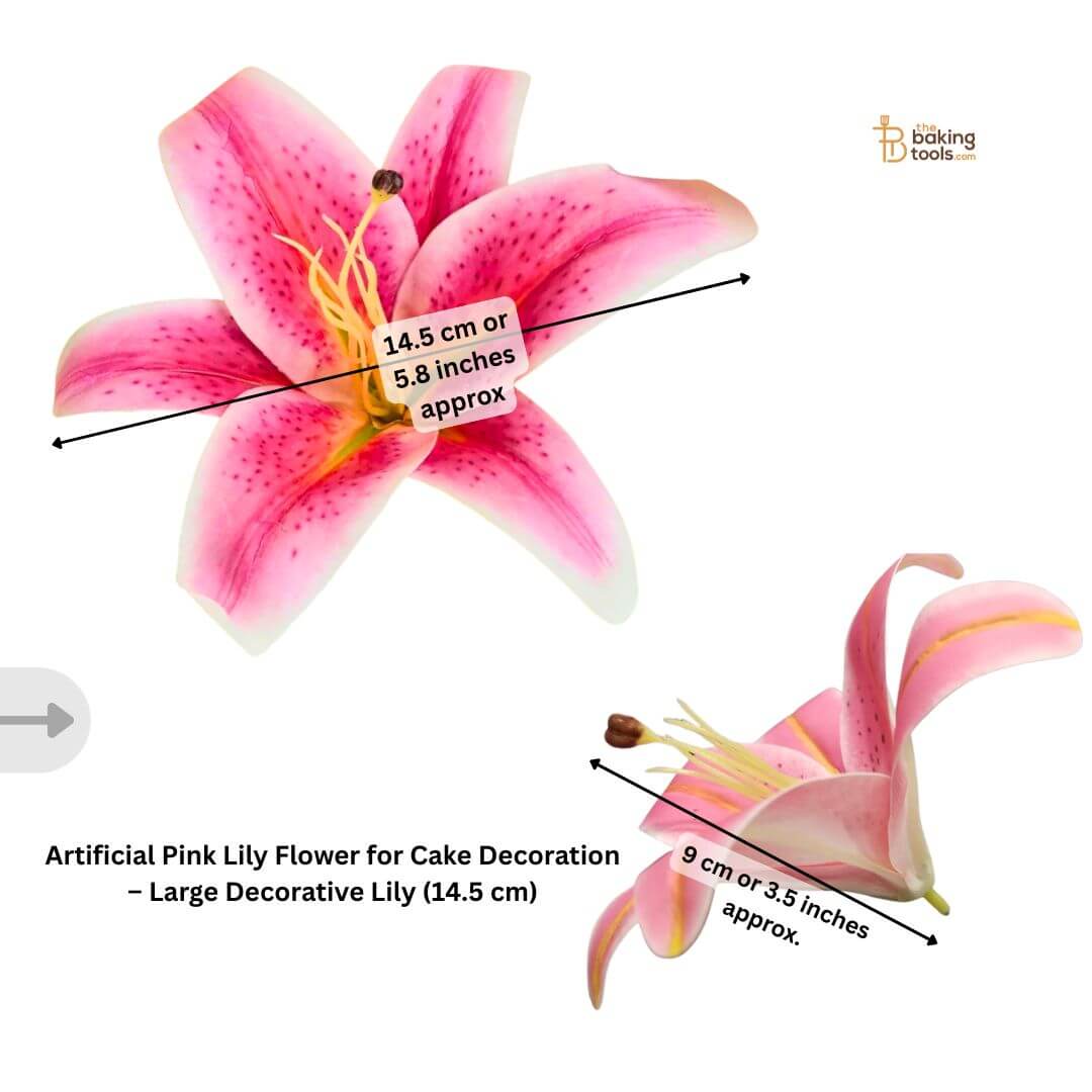Artificial Pink Lily Flower for Cake Decoration – Large Decorative Lily (14.5 cm)