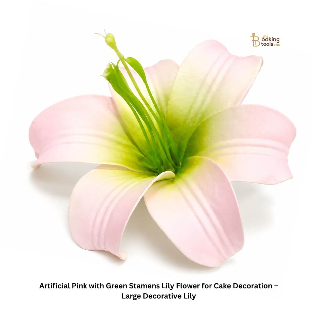 Artificial Pink with Green Stamens Lily Flower for Cake Decoration – Large Decorative Lily