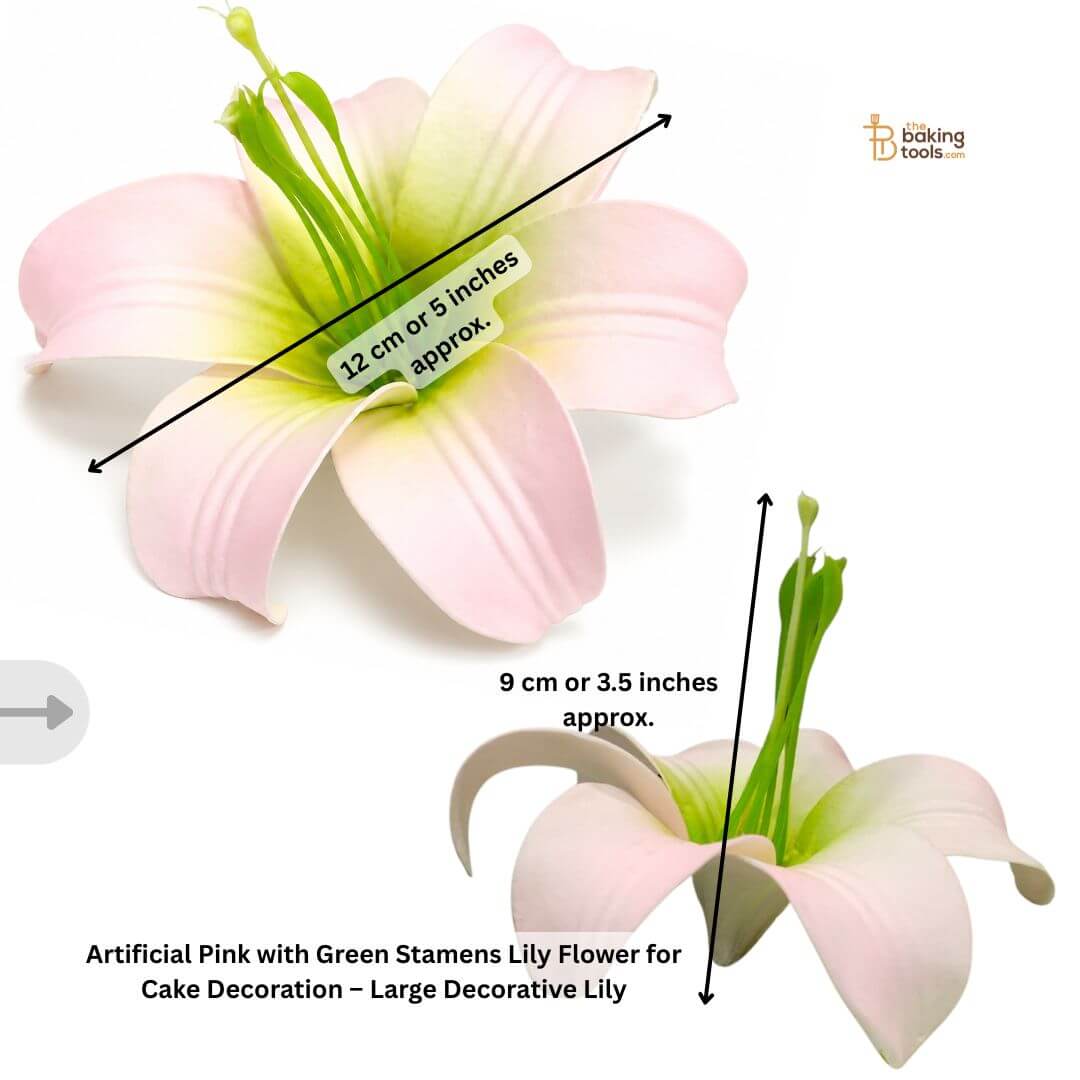 Artificial Pink with Green Stamens Lily Flower for Cake Decoration – Large Decorative Lily