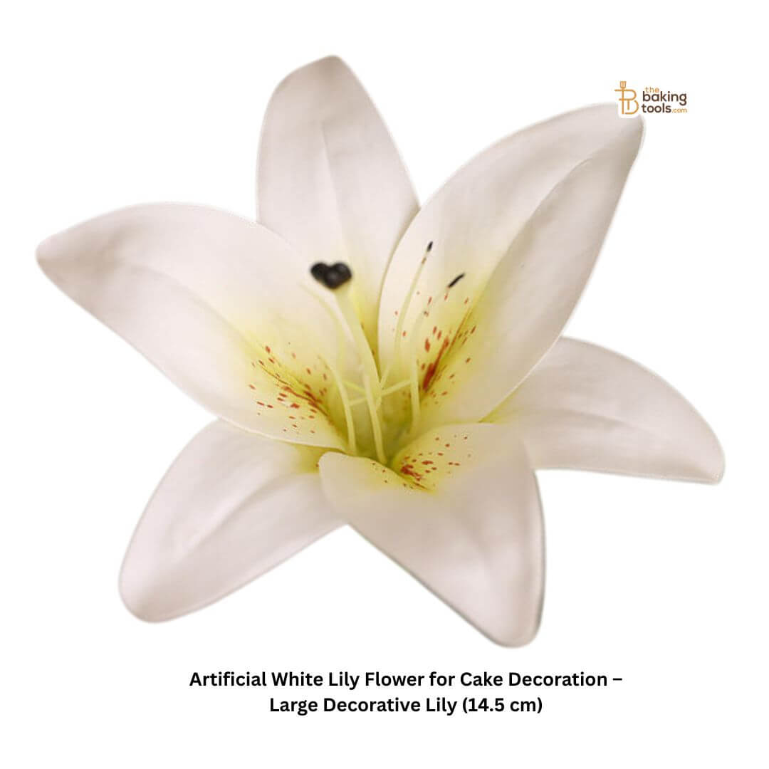 Artificial White Lily Flower for Cake Decoration – Large Decorative Lily (14.5 cm)