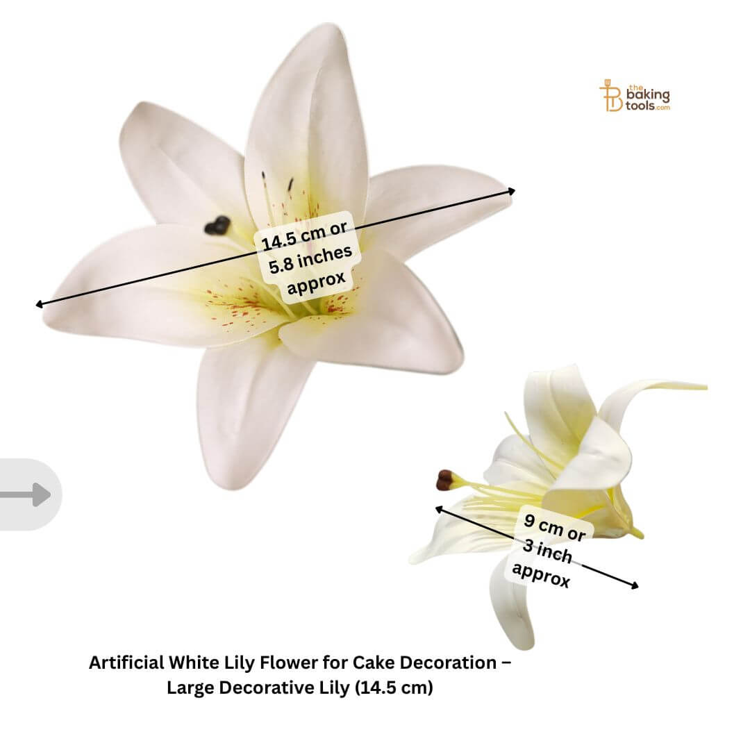Artificial White Lily Flower for Cake Decoration – Large Decorative Lily (14.5 cm)