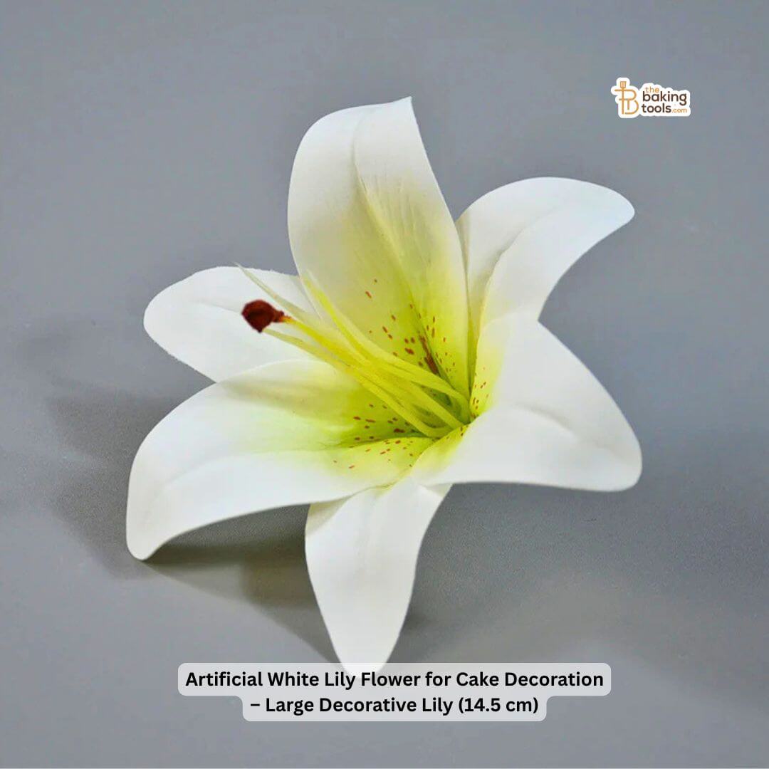 Artificial White Lily Flower for Cake Decoration – Large Decorative Lily (14.5 cm)