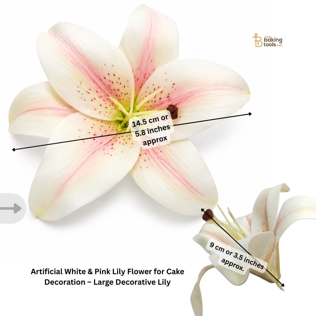 Artificial White & Pink Lily Flower for Cake Decoration – Large Decorative Lily