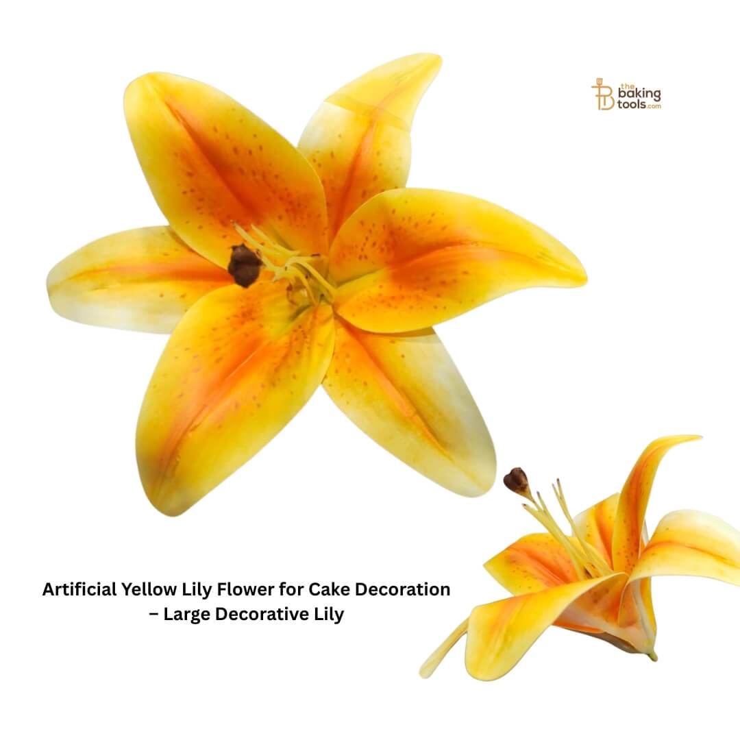 Artificial Yellow Lily Flower for Cake Decoration – Large Decorative Lily