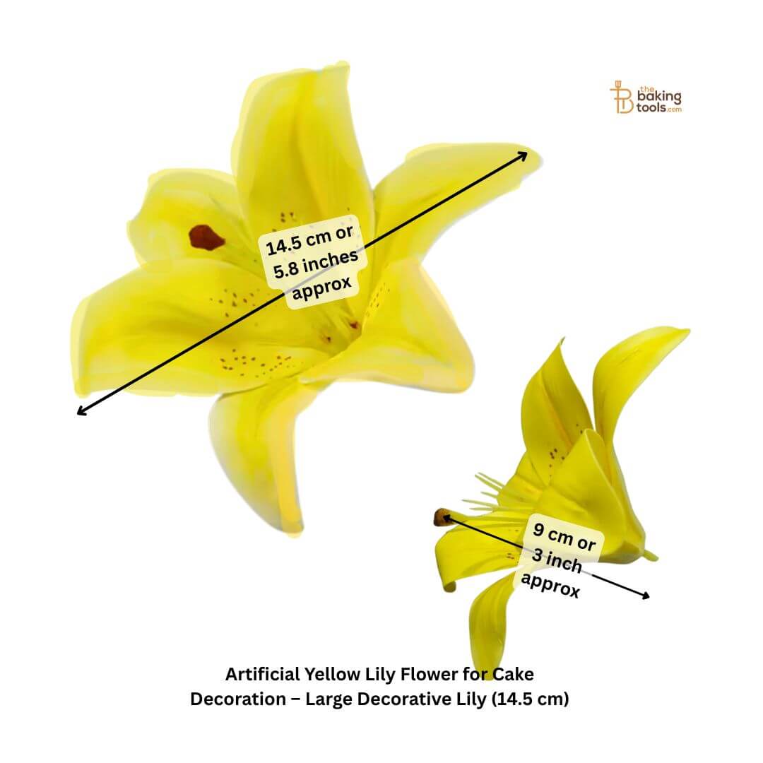 Artificial Yellow Lily Flower for Cake Decoration – Large Decorative Lily (14.5 cm)