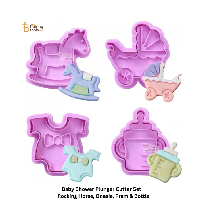 Baby Shower Plunger Cutter Set – Rocking Horse, Onesie, Pram & Bottle