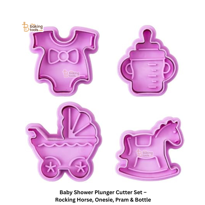 Baby Shower Plunger Cutter Set – Rocking Horse, Onesie, Pram & Bottle
