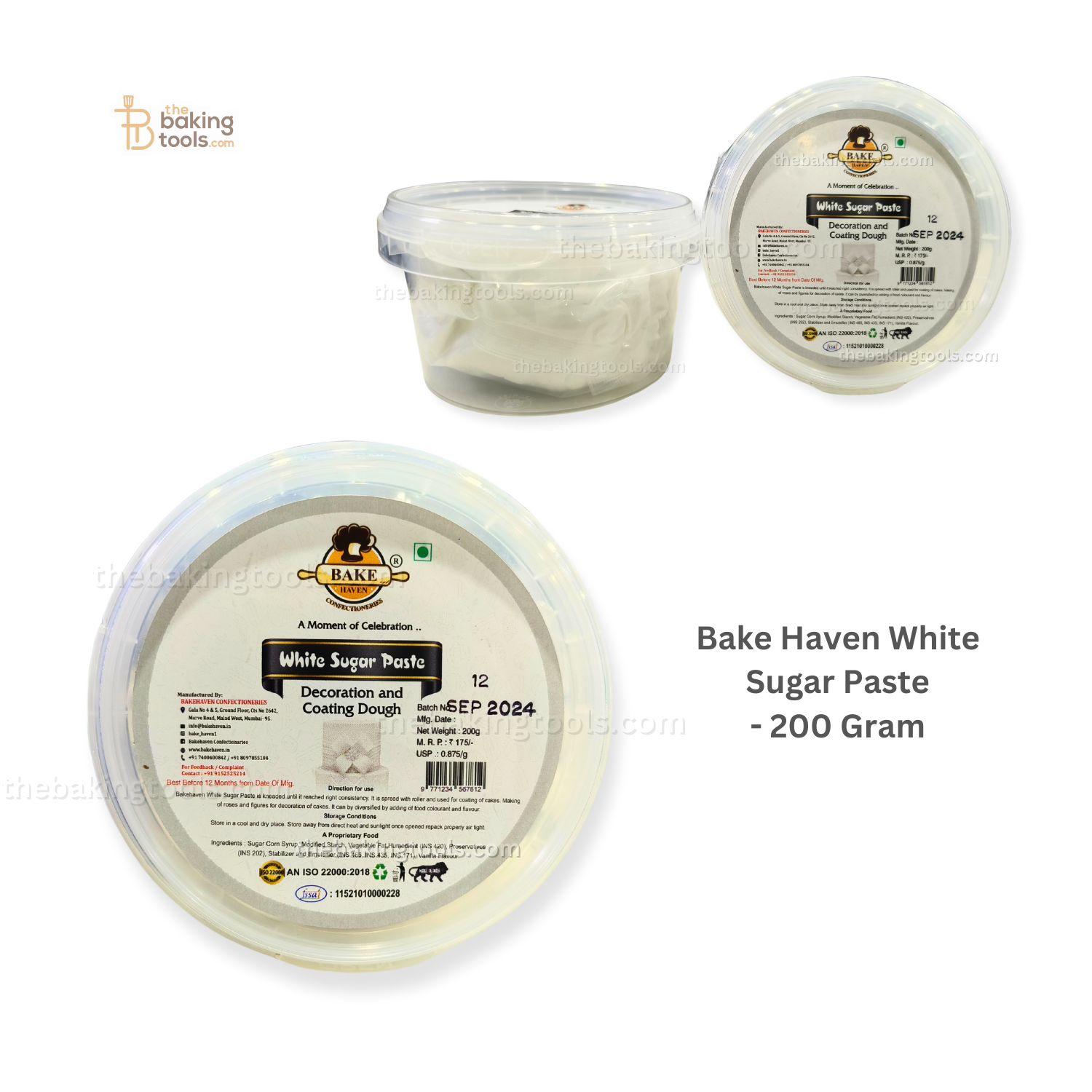 Bakehaven White Sugar Paste - 200 Grams - thebakingtools.com