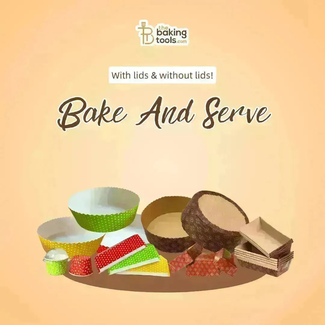 5 Inch Round Polka Dot Green Bake And Serve Plum Cake Mould Container - Pack of 10 - thebakingtools.com