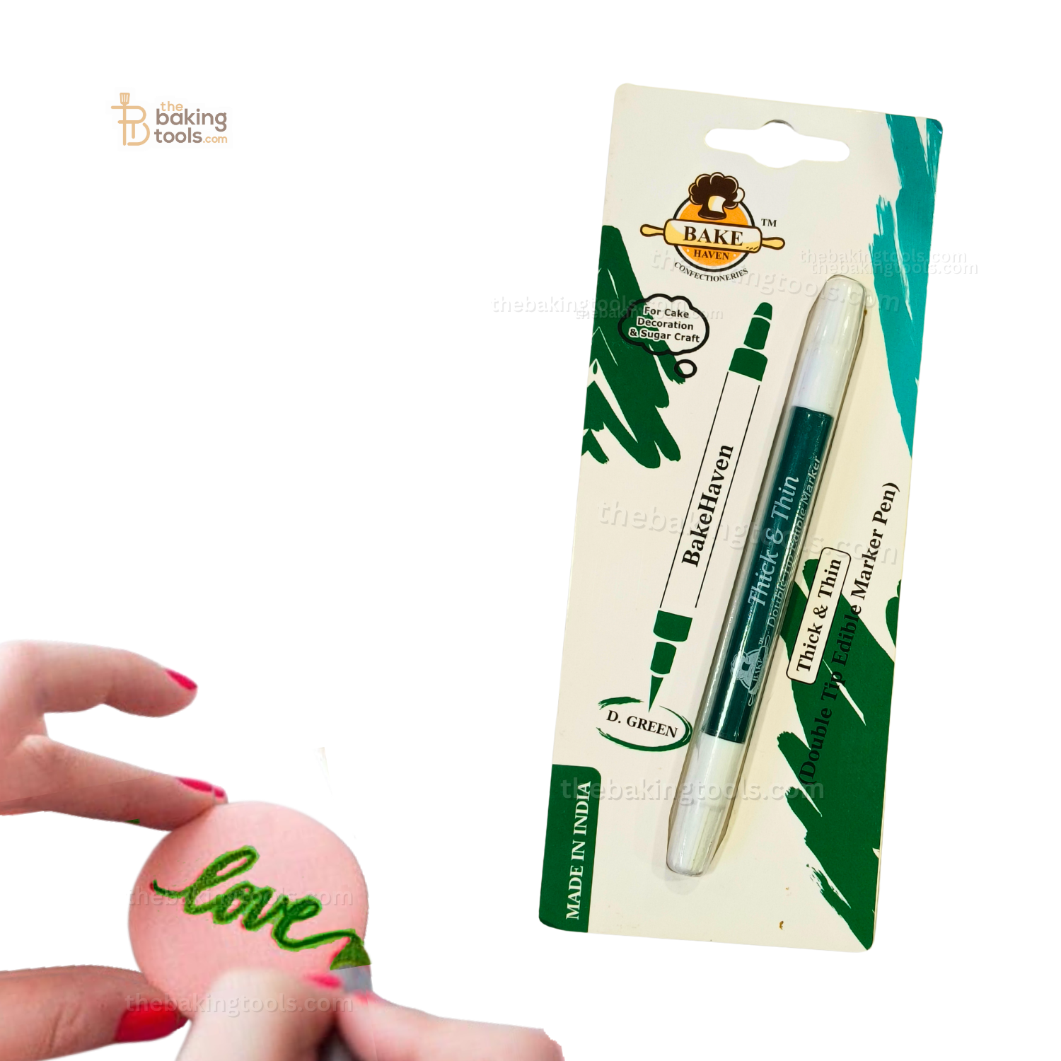 Bakehaven Edible Dark Green Marker Pen With Double Tip | The Baking Tools - thebakingtools.com